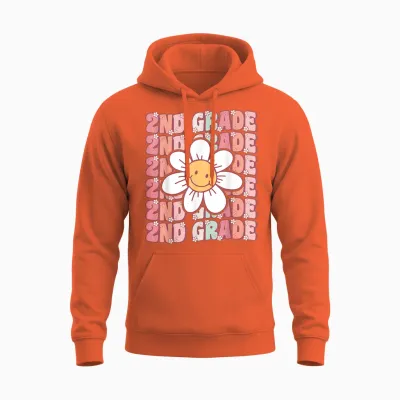 Groovy 2nd Grade Back to School First Day of Second Grade Unisex Hoodie - Orange