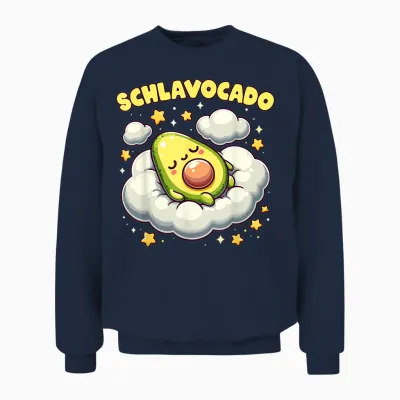 Schlavocado Lustiges Avocado Schlafshirt Nachtshirt Schlafen Unisex Sweatshirt - Navy
