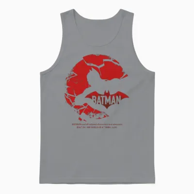 Batman with Broken Glass in Red Design Unisex Tank Top - Sport Grey