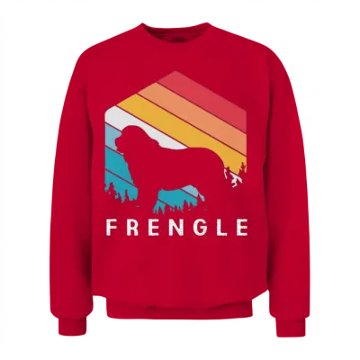 Retro Dog Owner Mix Breed Dog Frengle Dog Unisex Sweatshirt - Red