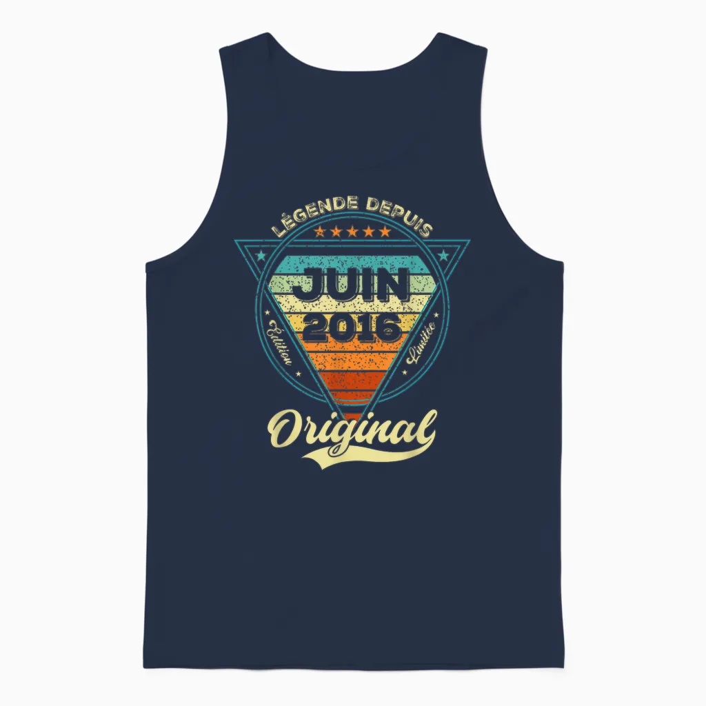 Légende Depuis Juin 2016 10e Anniversaire Unisex Tank Top in Navy