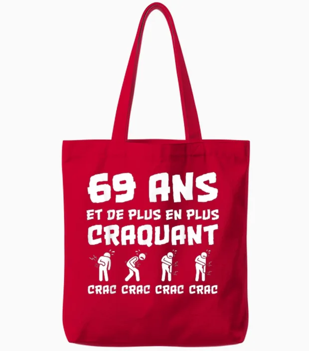 Birthday Gift Man 69 Years Funny Tote Bags in Red