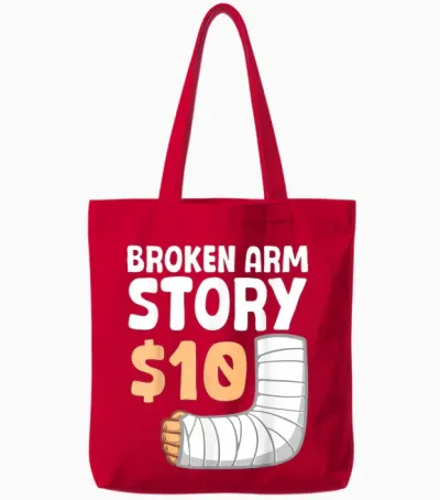 Cool Broken Arm Design for Men Women Kids Elbow Broken Arm Tote Bags - Red