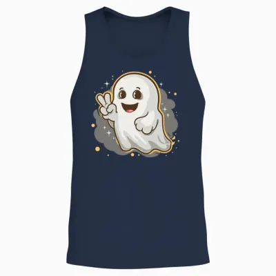 Peace Ghost Retro Design Unisex Tank Top - Navy