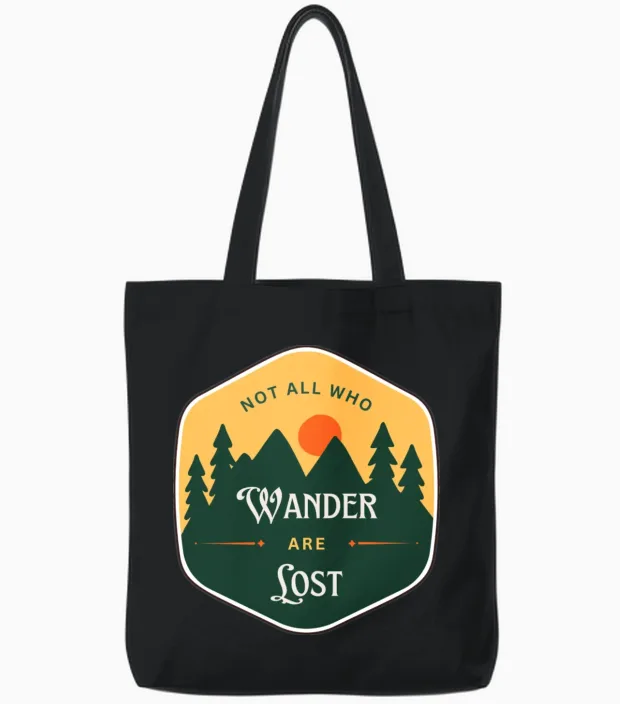 Retro Motivational Travel Adventure Tote Bags - Black