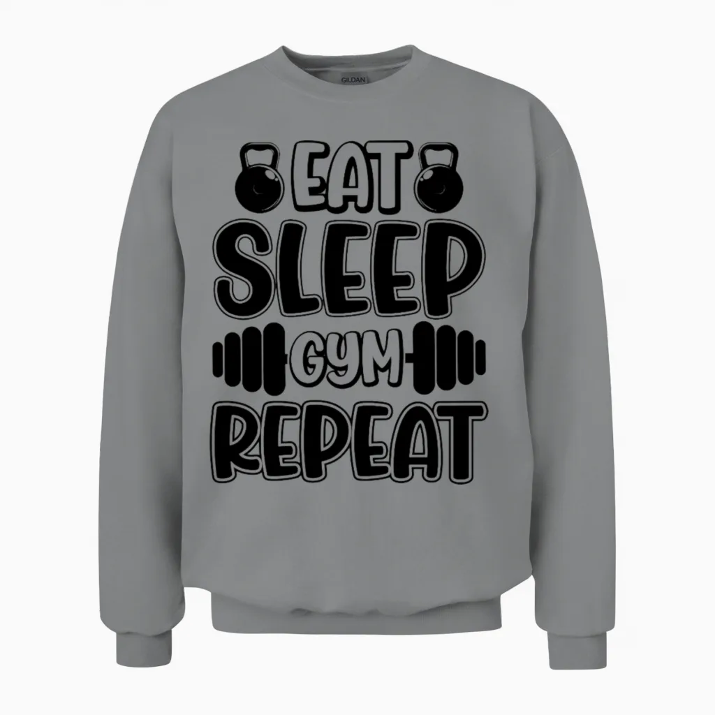 Eat Sleep Gym Repeat & Lifting Unisex Sweatshirt in Sport Grey