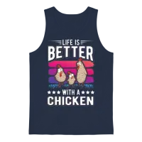 Life Is Better with a Chicken Farmer Chickens Unisex Tank Top - Navy – 1