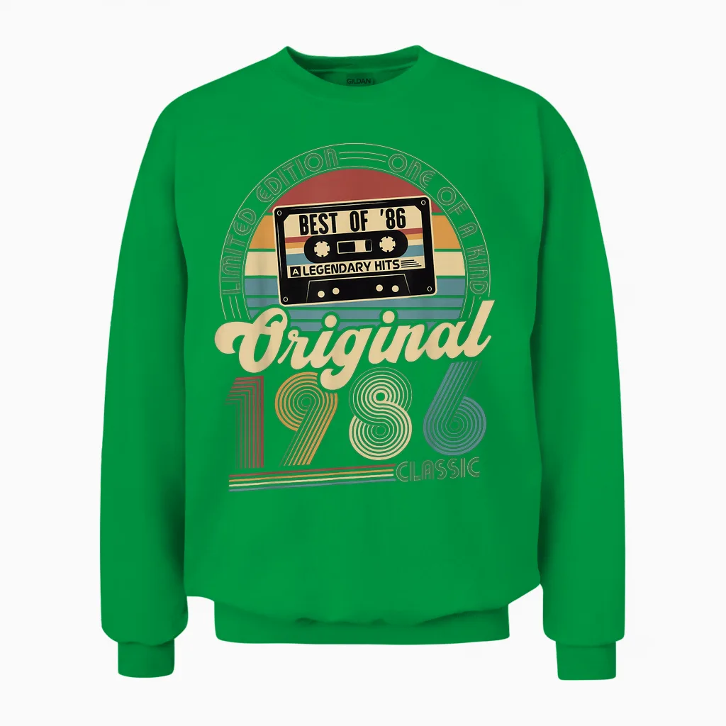 Original 1986 Vintage Birthday 40 Years for Men Women Unisex Sweatshirt in Irish Green