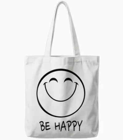 Be Happy Smile Face T-Shirt Happy Smiling Face Positiv Tote Bags - White