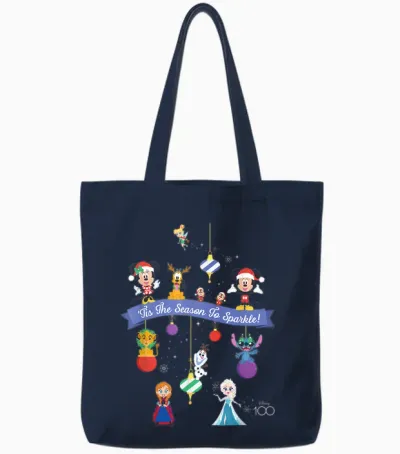 Disney 100 Christmas Holiday ‘tis the Season to Sparkle! Tote Bags - Navy