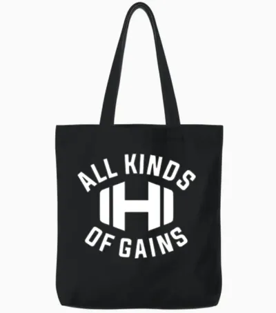 All Kinds of Gains Logo Black T-Shirt Hodgetwins Tote Bags - Black