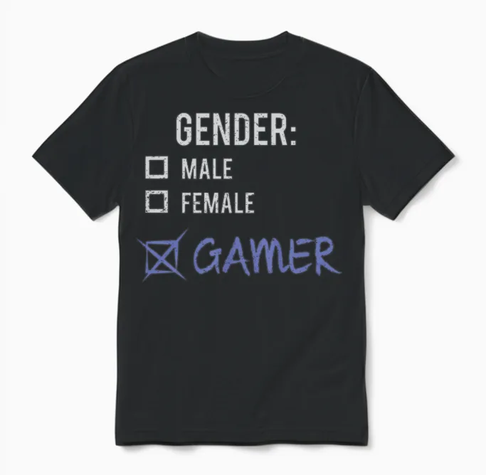 Gender: Gamer! Gaming Gift Unisex T-Shirt in Black