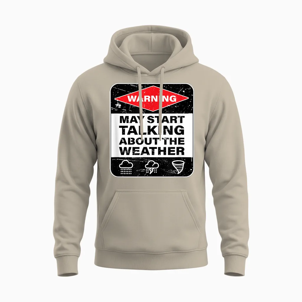 Weather Warning Funny Raining Storms Meteorology Unisex Hoodie in Sand