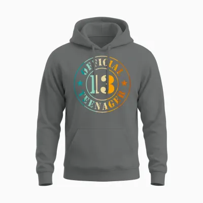 13th Birthday Official Teenager 13 Years Boy Girl T-Shirt, Black Unisex Hoodie - Graphite Heather