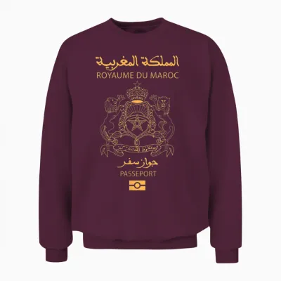 Passeport Marocain Fierté Marocaine Royaume Du Maroc Cadeau Unisex Sweatshirt - Maroon