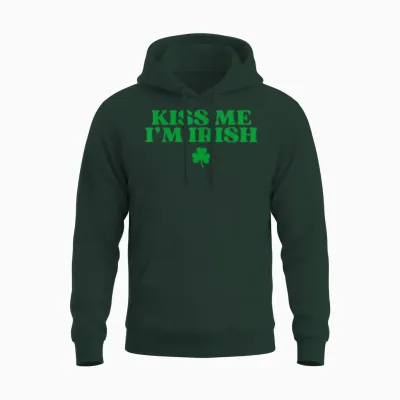 Kiss Me I'm Irish Shirt Women Men Kids Funny St Patricks Day Unisex Hoodie - Forest