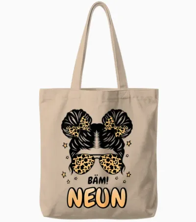 Kids 9th Birthday Girl Messy Bun Bäm! Ich Bin Nine Tote Bags - Natural