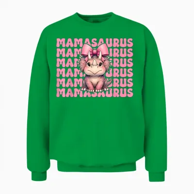 Mamasaurus Triceratops Mama Dinosaur Mom Mother's Day Unisex Sweatshirt - Irish Green