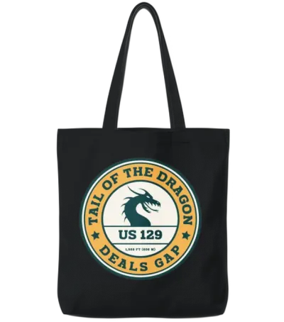Tail of the Dragon Deals Gap Motorcycle Road Tote Bags - Black