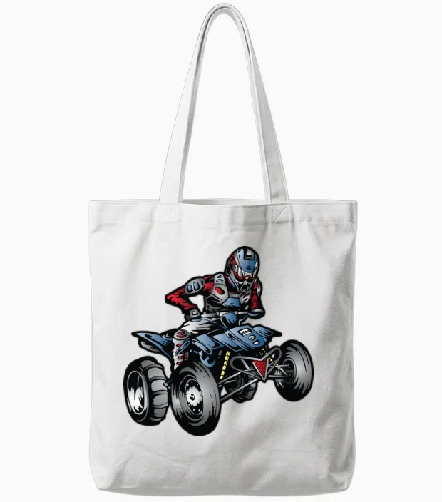 Yamaha Atv Racer Tote Bags in White