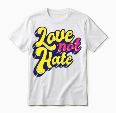 Love Not Hate Retro Unisex T-Shirt - White