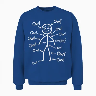 Funny Ow Stick Figure Body Pain Humor Graphic for Men Women Unisex Sweatshirt - Royal