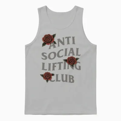 Anti-Social Lifting Club Roses Powerlifting Design Unisex Tank Top - Ash