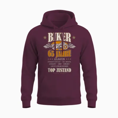65. Geburtstag Biker Motorrad Mann Geschenk Lustig Unisex Hoodie - Maroon