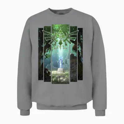 Nintendo Zelda the Master Sword Lost Woods Artwork Unisex Sweatshirt - Sport Grey
