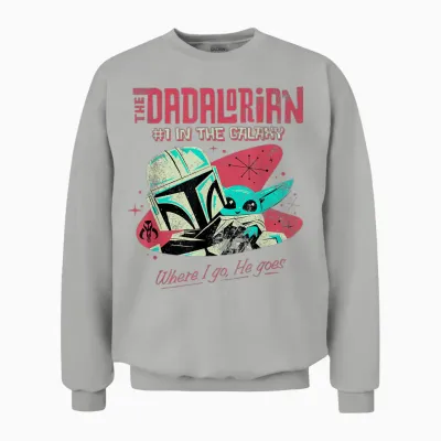 Star Wars #1 Dad Retro Dadalorian Where I Go Unisex Sweatshirt - Ash