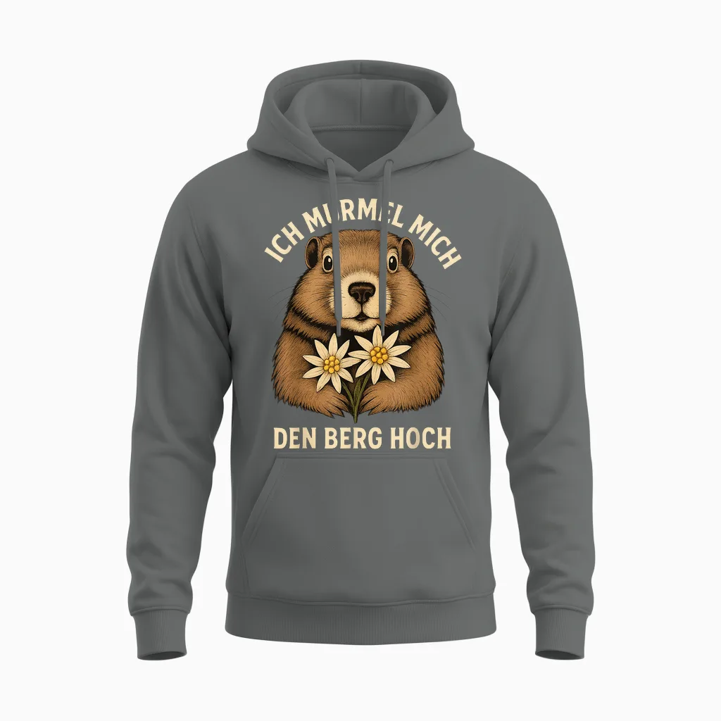 Ich Murmel Mich Den Berg Hoch Lustiges Murmeltier Edelweiß Unisex Hoodie in Graphite Heather