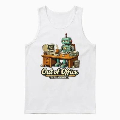 Hors Du Bureau Humour De Travail Robot Ia Drôle Permanent Unisex Tank Top - White