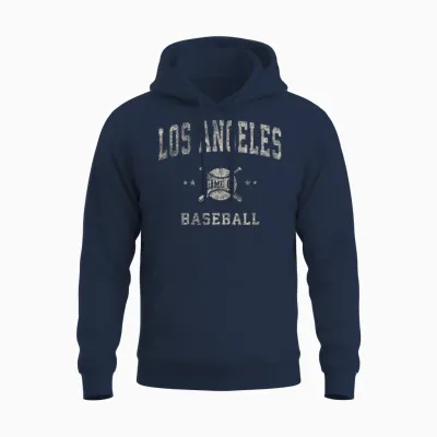 Los Angeles La Vintage Baseball Throwback Retro Design Unisex Hoodie - Navy