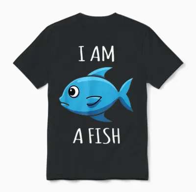 Fish Costume Sea Animal Blue Fish Carnival Fancy Dress T-Shirt, Black, S Unisex T-Shirt - Black