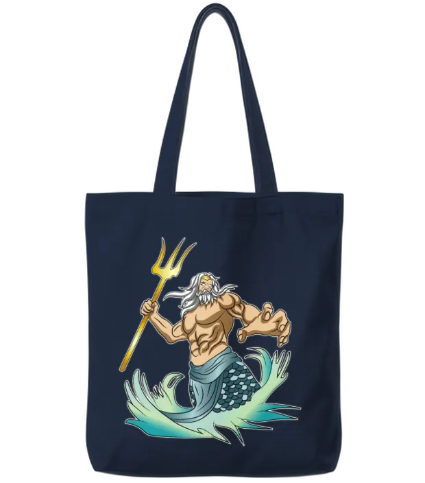 Greek Mythology Poseidon Greek Tote Bags - Navy