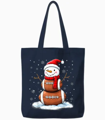 Christmas American Football Snowman Xmas Sport Men Boys Tote Bags - Navy
