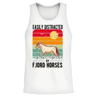 Easily Distracted by Fjord Horses Horse Unisex Tank Top - White – 2
