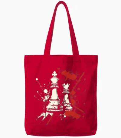 Chess Queen and King Streetart Tote Bags - Red