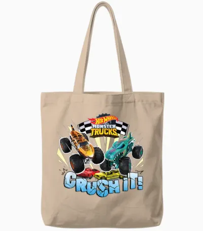 Hot Wheels Monster Trucks - Crush It Tote Bags - Natural