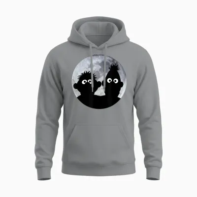 Sesame Street Ernie and Bert in the Moonlight Shadow Moonnight T-Shirt, Black Unisex Hoodie - Sport Grey
