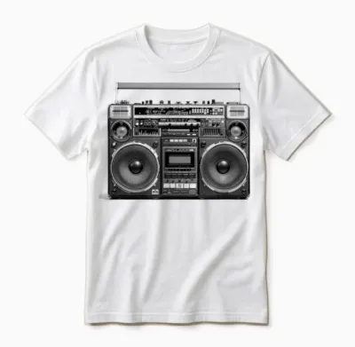Ghetto Blaster Lecteur Cassette Rétro Années 80 90 Unisex T-Shirt - White