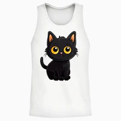 Black Cat Unisex Tank Top - White