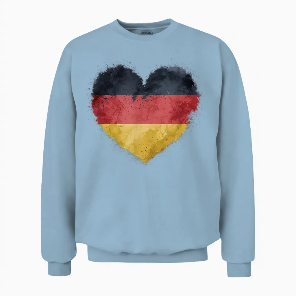 Leuchtendes Herz, Deutsche Flagge, Farben, Deutschland-Fan Unisex Sweatshirt in Light Blue