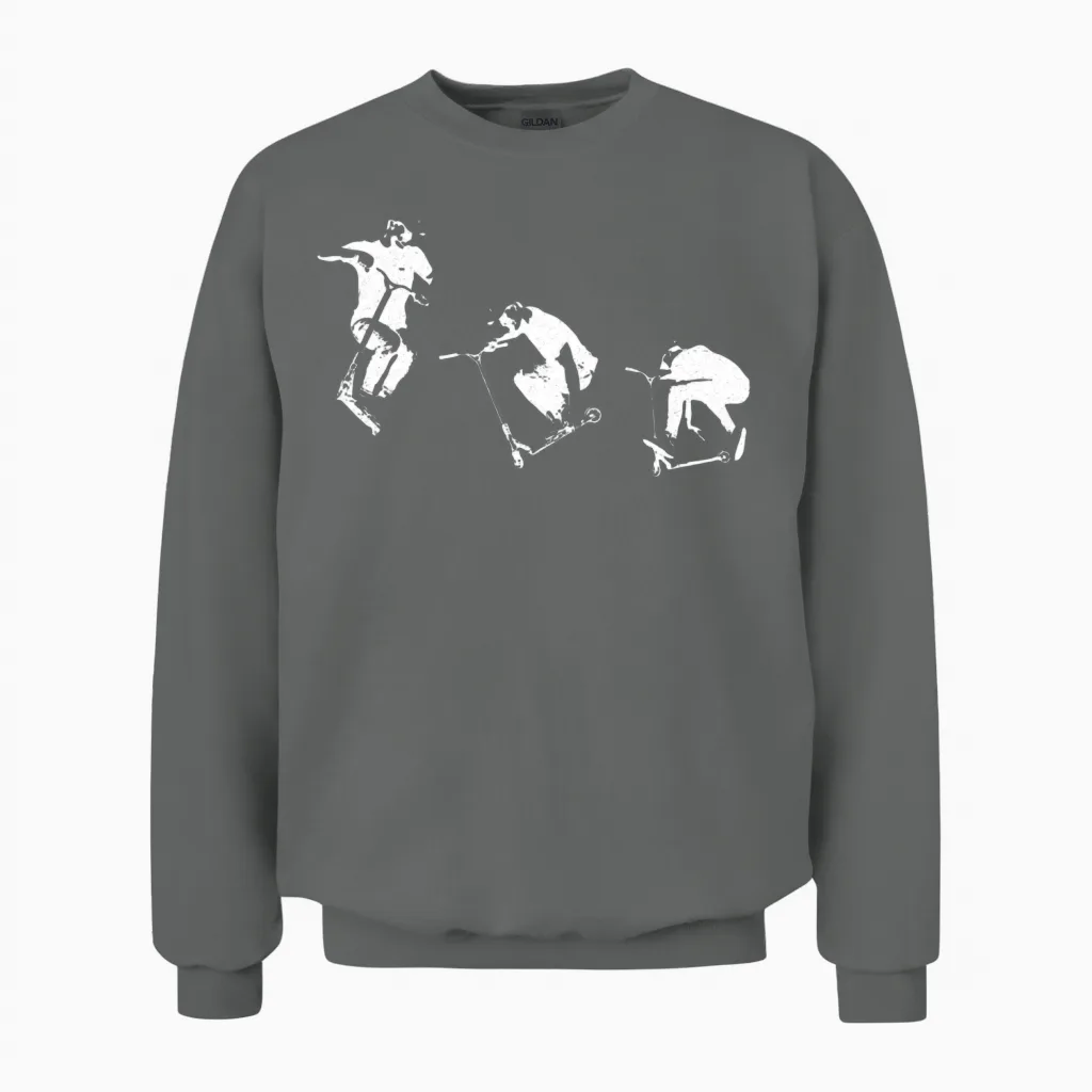 Scooter Stunt Gift Unisex Sweatshirt in Graphite Heather