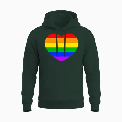 Dezente Regenbogen-Gestreifte Kleine Herz-Flagge Pride Month Lgbt Unisex Hoodie - Forest