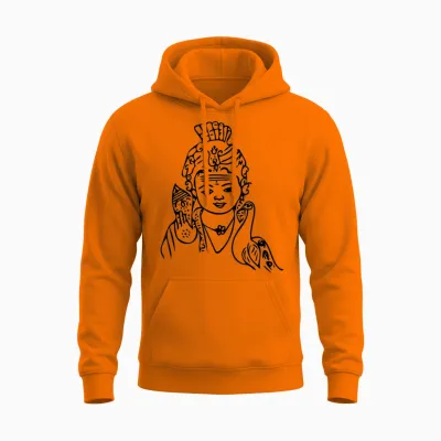 Murugan, Kartikeya Hindu God Temple Pooja T-Shirt, White, S Unisex Hoodie - Safety Orange