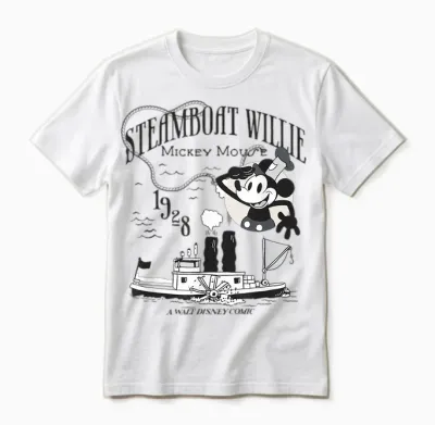 Mickey Mouse Steamboat Willie Unisex T-Shirt - White