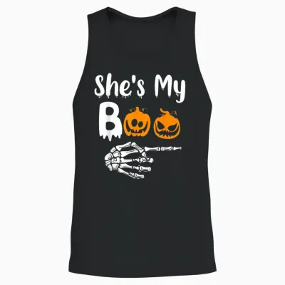 She's My Boo Matching Halloween Pajama Couples He's My Boo Unisex Tank Top - Black