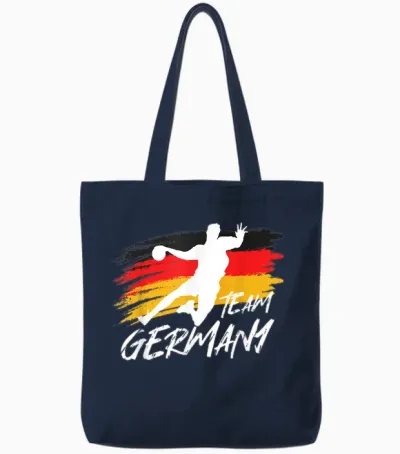 Handball Team Germany Flag Handballer Ball Sports Player T-Shirt, Black Tote Bags - Navy