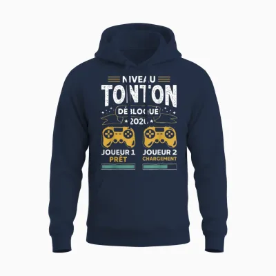 Tonton Gamer Unlocked in 2026 - Pregnancy Announcement 1st Unisex Hoodie - Navy